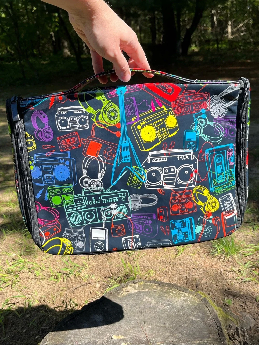 Y2K Paperchase Black Vinyl Laptop Tablet Tech Case Back To School Retro Boombox